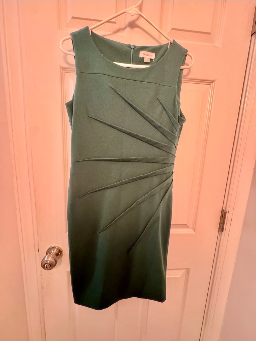 Calvin Klein Dark Green Sleeveless Sheath Dress